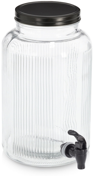 ZELLER 19655 Getränkespender 3,9 Liter mit Zapfhahn, Glas/Metall, ca. Ø 16 x 25 cm