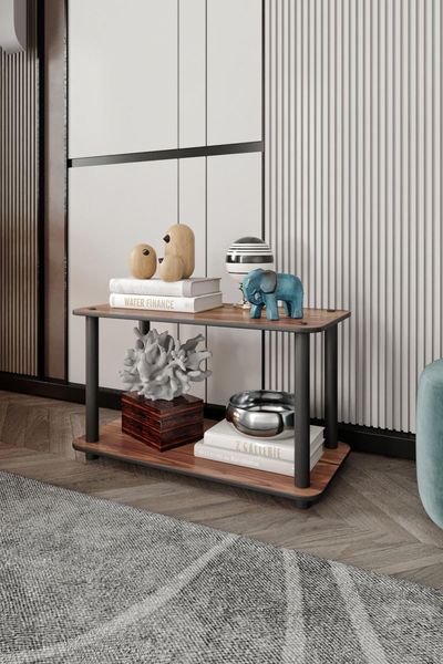 Modern Walnut Coffee Table, 30 x 38 x 60 cm | 100% MDF with Compressed Kraft Legs | Stylish Solid Brown Design for Living Room & Lounge
