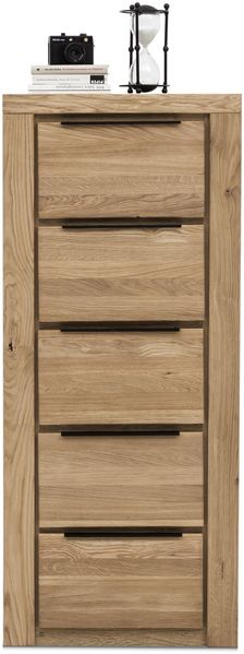 Kommode >Greta< in Eiche Dekor, Eiche teilmassiv - 60x141x40cm (BxHxT)