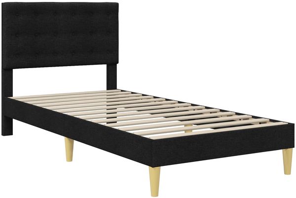 vidaXL Bettrahmen mit Kopfteil Schwarz 100 x 200 cm Stoff 42027775 Bild 3