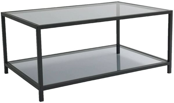 Dmora Wohnzimmertisch Mina, Niedriger Wohnzimmertisch, Kaffeeregal, Couchtisch für Sofa, 90x60h40 cm, Schwarz