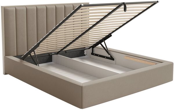 Selsey 'Togents' Polsterbett 140x200 mit Veloursbezug, Bettkasten und LED, Braun Bild 4