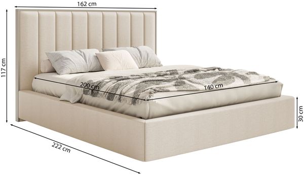Selsey 'Togents' Polsterbett 140x200 mit Veloursbezug, Bettkasten und LED, Braun Bild 5