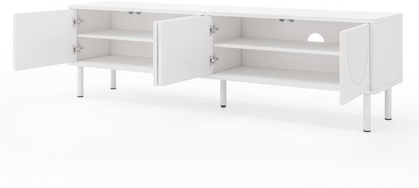 Merax 180cm TV-Lowboard mit Stauraum, matte Oberfläche & Kabelmanagement – minimalistisches Design, weiß Bild 8