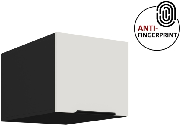 Küchen Aufsatzschrank 40 cm ARIA Weiss ultra matt + Schwarz matt, hochwertige Fronten mit Anti Fingerprint Beschichtung Küchenzeile Küchenblock