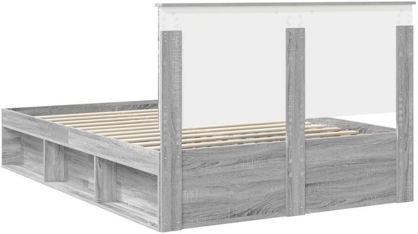 vidaXL Bettrahmen Graues Sonoma 140 x 200 cm Massives Kiefernholz 3411006 Bild 9