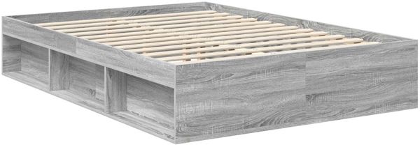 vidaXL Bettrahmen Graues Sonoma 140 x 200 cm Massives Kiefernholz 3411006 Bild 5