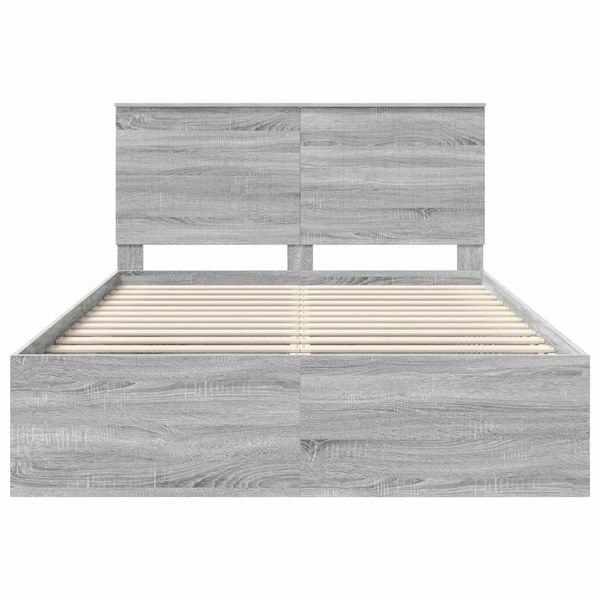 vidaXL Bettrahmen Graues Sonoma 140 x 200 cm Massives Kiefernholz 3411006 Bild 7