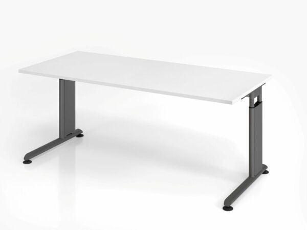 Schreibtisch C-Fuß 180x80 cm Weiß/Graphit Bild 2