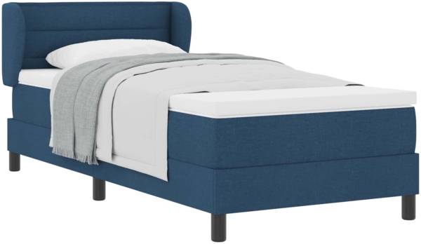 vidaXL Boxspringbett mit Matratze mit Kopfteil Blau 100 x 200 cm Stoff 3339953