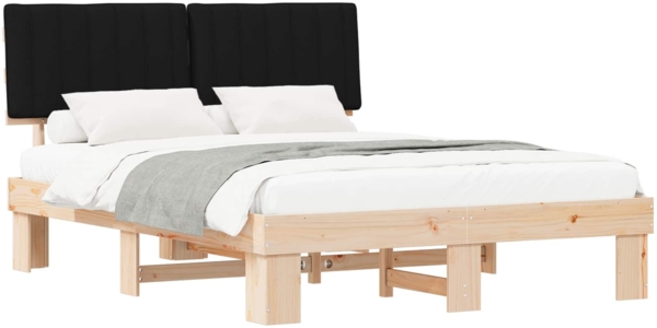 vidaXL Bettgestell mit gepolstertem Kopfteil Schwarz 150x200 cm 877481