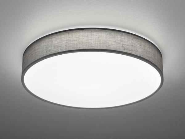 LED Deckenleuchte LUGANO mit Fernbedienung, Stoffschirm Grau Ø 60cm