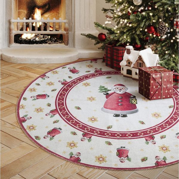 Villeroy & Boch Teppich Toy's Delight Limited Edition Santa Claus, rund, Höhe: 3 mm, Limited Edition, Weihnachten, Wohnzimmer, Baumrock, Waschbar, Rund