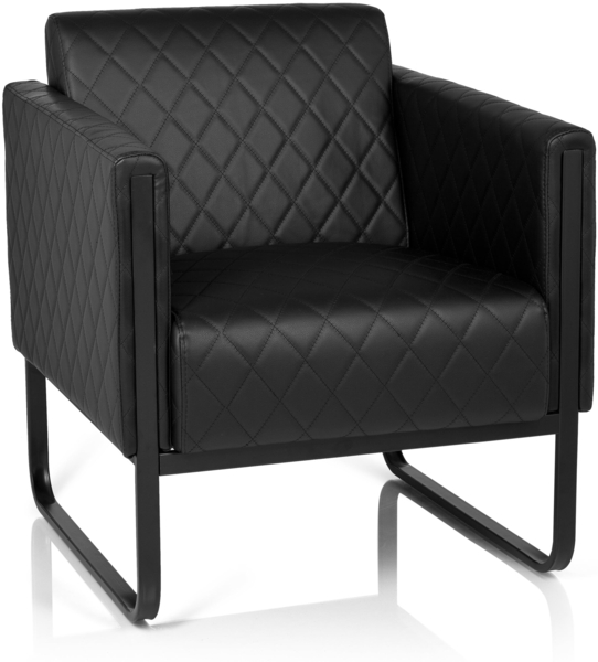 hjh OFFICE Loungesessel 1-Sitzer Aruba Black Kunstleder Polstersessel modern mit Stahlgestell, 78 x 67 x 71 cm, Schwarz