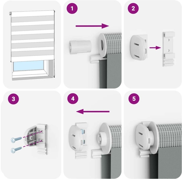vidaXL Zebrarollo Weiß 130x230 cm Stoffbreite 125,9 cm Polyester 4014813 Bild 6