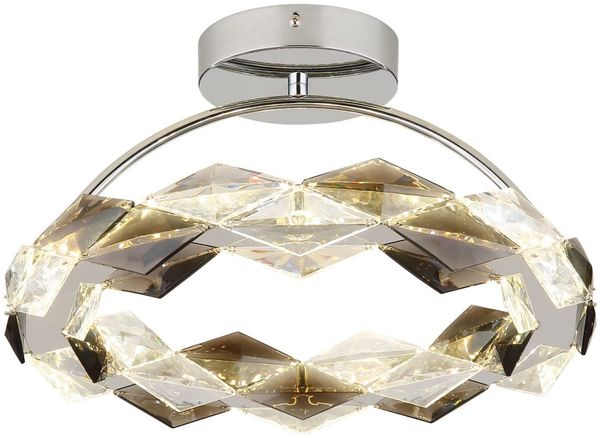 LED Deckenleuchte KARILION, Metall, Acryl, Chrom, Rauchoptik, Ø 37 cm