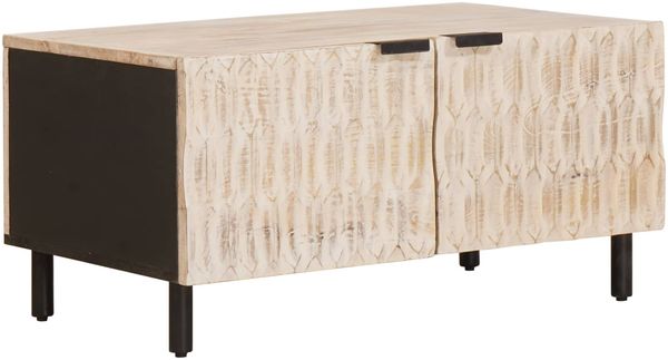 vidaXL Couchtisch Weiß 80 x 50 x 40 cm Massivholz Mango 4017869