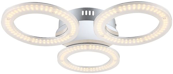 LED Deckenleuchte, 3 flammig, Chrom, opal, D 52cm