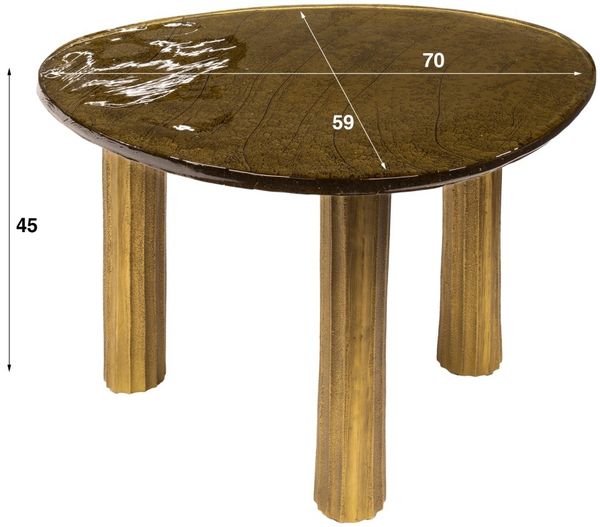 Couchtisch Klidun Glas und Aluminium, modern organisches Design, Antikgold, Größe L Bild 8