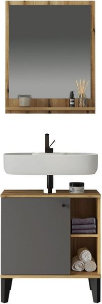 INOSIGN Badmöbel-Set OSLO, Bad im skandinavischen Design, (Set, 1-St), Badschränke und Spiegel, in zwei Farben verfügbar, viel Stauraum