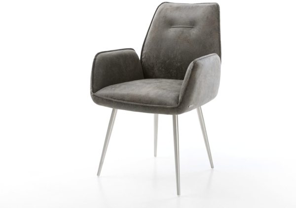 Esszimmerstuhl Zoa-Flex Mikrofaser Grau Antik 4-Fuß konisch Edelstahl Taschenfederkern