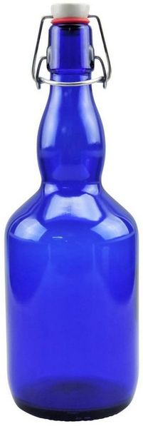 mikken Trinkflasche Bügelflasche 750 ml blau Glasflasche mit Bügelverschluss Wasserflasche, luftdicht, UV-Schutz
