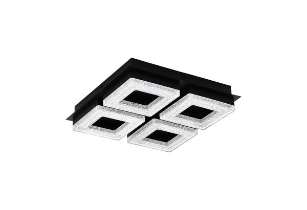 Eglo 99326 Deckenleuchte FRADELO 1 schwarz, klar L:28 B:28 H:6cm 3000K