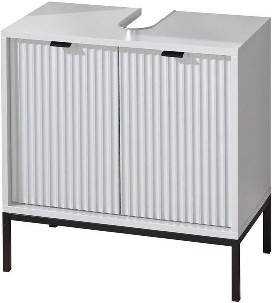 LUCERA Badezimmer Waschbeckenunterschrank in Weiß matt - Bad Unterschrank Badezimmerschrank mit viel Stauraum - 60 x 60 x 32 cm (B/H/T)