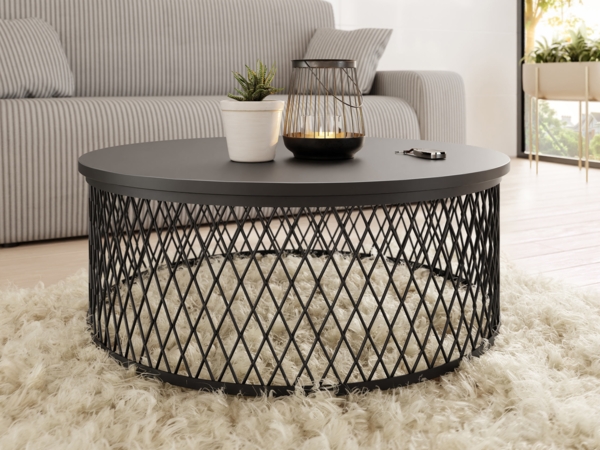 Couchtisch Mirpat, Beine aus Stahl (Farbe: Schwarz)