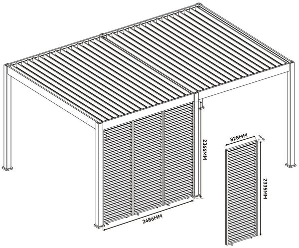Weide Horizontale Lamellenwand für Weide Pergola | weiß | aus Aluminium Bild 14