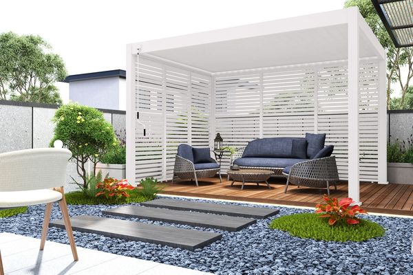 Weide Horizontale Lamellenwand für Weide Pergola | weiß | aus Aluminium Bild 5