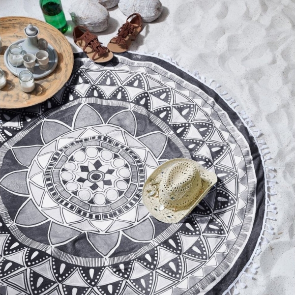 GMD Living Strandtuch SEAHORSE Beach Collection, (1-St), rundes Strandlaken mit Mandala-Muster Bild 2