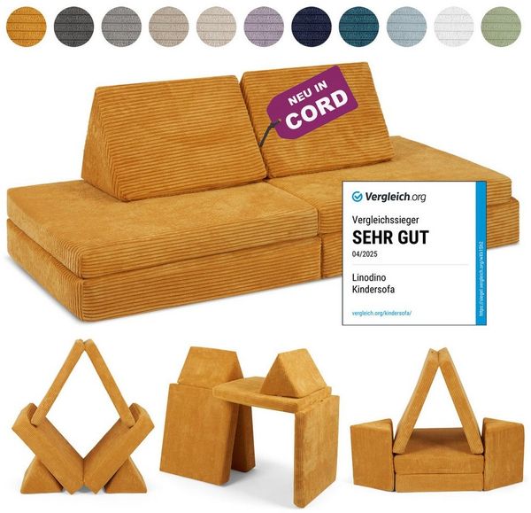 Linodino Kindersofa Spielsofa I aus Schaumstoff Bausteine I Spielcouch für Kinder, 3 Jahre Garantie