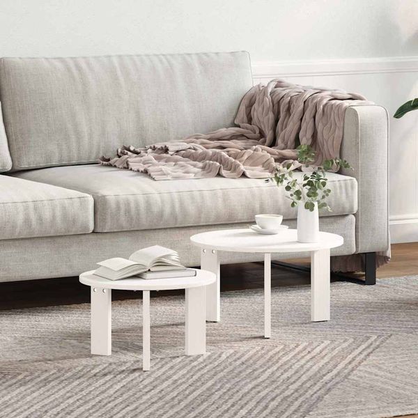vidaXL Couchtisch 2 pcs Weiß Massivholz Kiefer 873560