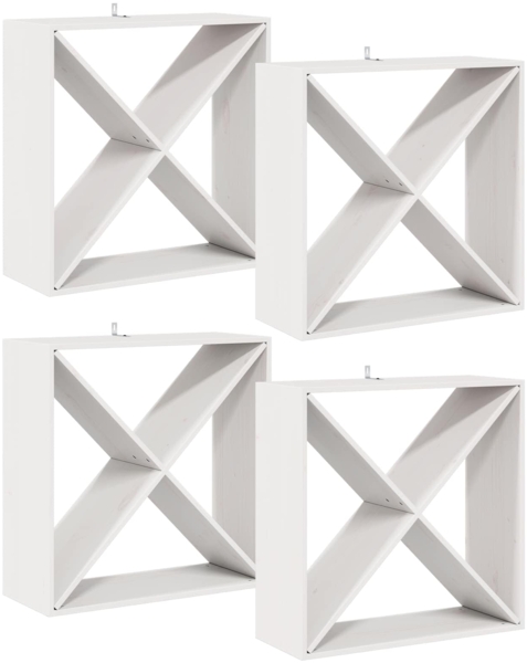 vidaXL Weinregal 4 pcs Weiß 62 x 25 x 62 cm Massives Kiefernholz 893317