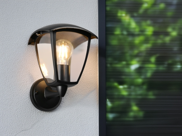 LED Außenwandleuchte Laterne stehend Landhausstil Schwarz, Höhe 24cm