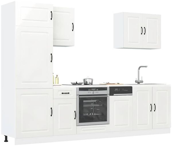 vidaXL 7-tlg. Küchenschrank-Set Kalmar Hochglanz-Weiß Holzwerkstoff 3314763