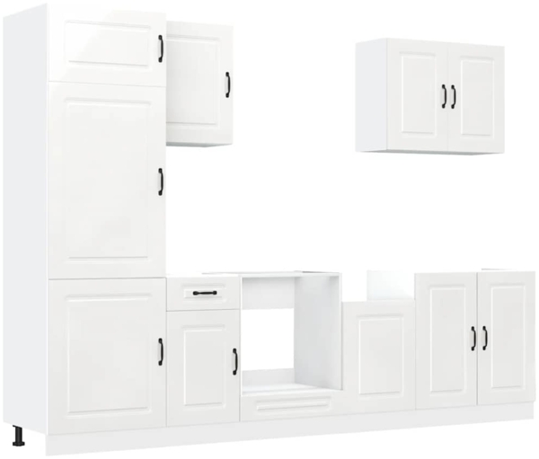 vidaXL 7-tlg. Küchenschrank-Set Kalmar Hochglanz-Weiß Holzwerkstoff 3314763