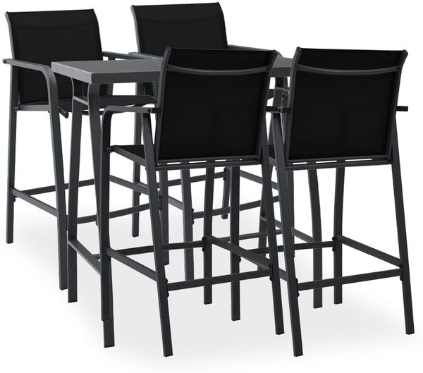 vidaXL 5-tlg. Gartenbar-Set Schwarz 3073576