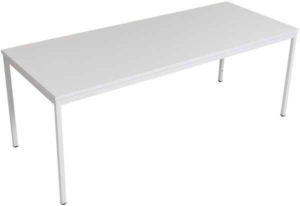 Furni24 Rechteckiger Universaltisch mit laminierter Platte, Metallgestell und verstellbaren Füßen, ideal im Homeoffice als Schreibtisch, Konferenztisch, Computertisch, Esstisch - Grau 180 x 80 x 75 cm Bild 4