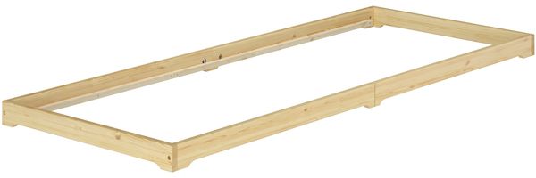 Überlanges Bodenbett Futon extra niedriges Holzbett 90x220 Kiefer lackiert V-60.47K-09-220 Rollrost und Matratze inkl.