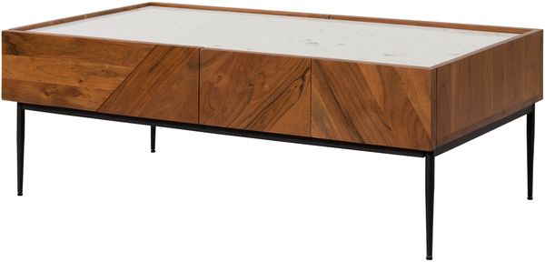 Couchtisch Akazie 110x60x38 natur / weiß lackiert KARLSTAD #01