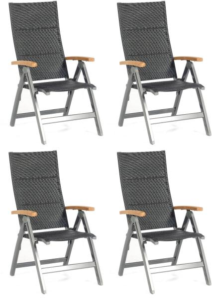 Sonnenpartner 4er-Set Klappsessel Sierra Aluminium mit Textilen anthrazit Klapp-Sessel Klappstuhl Bild 4