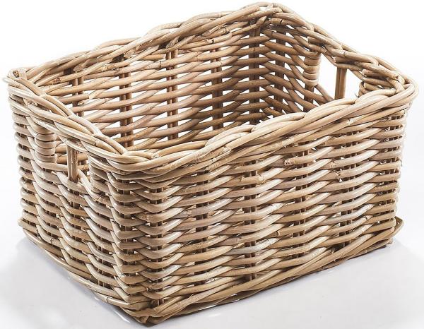 Kobolo Aufbewahrungskorb Rattankorb Kubu grau eckig 40x30x20 cm