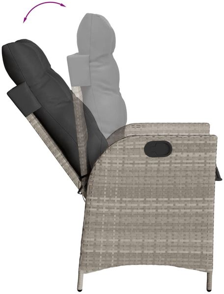 vidaXL Gartensessel mit Kissen Verstellbar Hellgrau Poly Rattan 365262 Bild 7