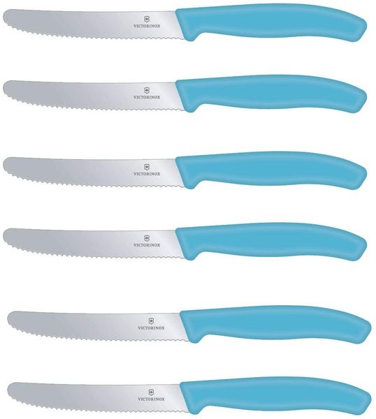 Victorinox | Tafelmesser Set | Swiss Classic | Karibikblau | 6er Pack | hochwertiger Schliff | ergonomischer Griff | spülmaschinengeeignet | ideal für jeden Esstisch