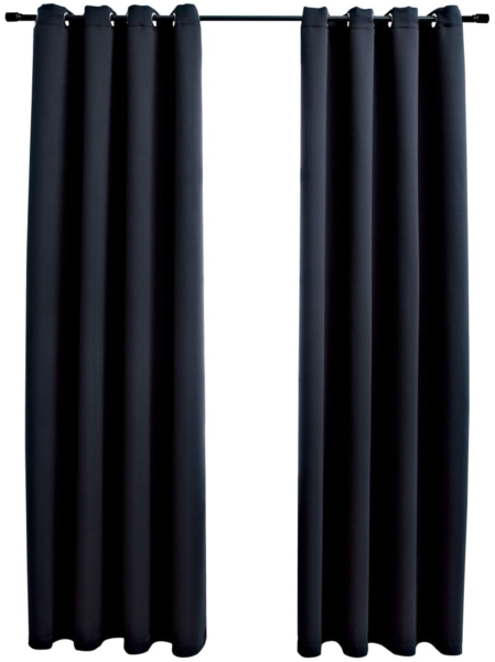 vidaXL Verdunkelungsvorhänge mit Metallösen 2 Stk. Schwarz 140x175 cm 134410