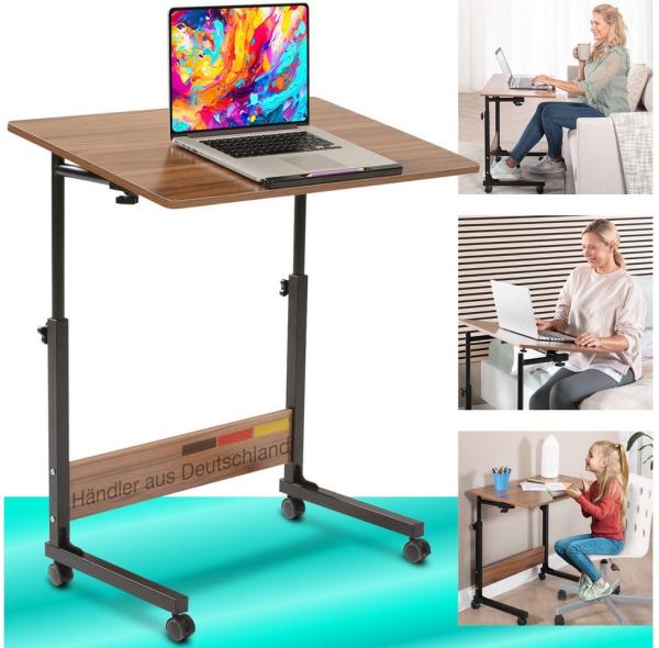 aktivshop Beistelltisch Holz & weiß, mit Rollen, 47,5x80cm, höhenverstellbar 65,5 bis 90cm