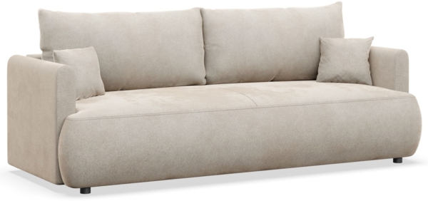 Selsey 'Ovo Mini' 3-Sitzer Schlafsofa mit Bettkasten, Velours Easy-Clean, creme