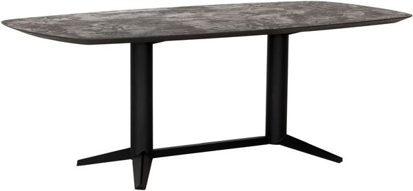 Esstisch Soho aus recyceltem Teakholz, modern massiv, rechteckig, Schwarz, für 6-8 Personen